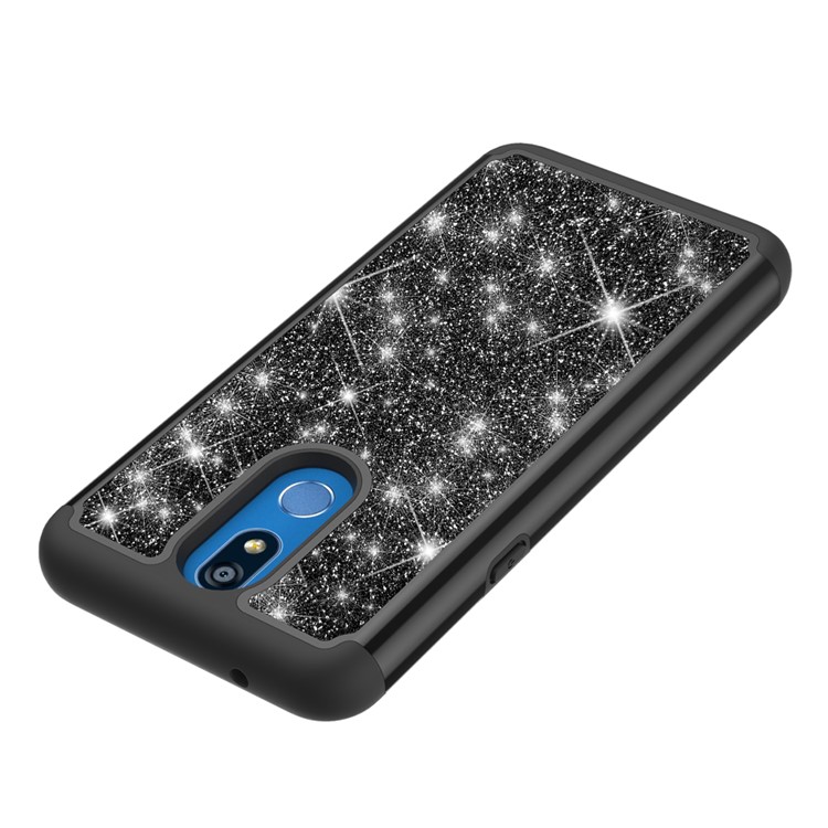 Shiny Glittery PC Back + Silicone + TPU Frame Phone Shell for LG K40/K12+/K12 Plus - Black-3