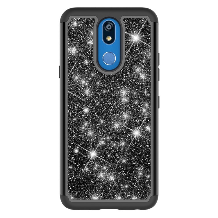 Shiny Glittery PC Back + Silicone + TPU Frame Phone Shell for LG K40/K12+/K12 Plus - Black-8