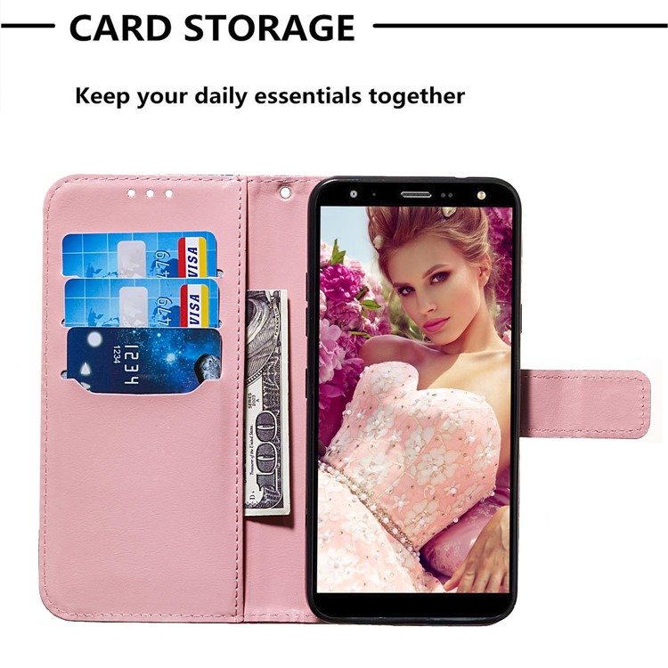 Pattern Printing Glitter Sequins Leather Wallet Phone Case for LG K40/K12+/K12 Plus - Butterfly-4