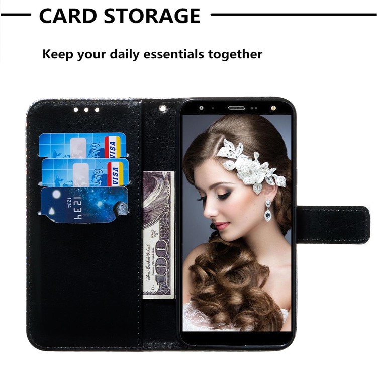 Pattern Printing Glitter Sequins Leather Wallet Phone Case for LG K40/K12+/K12 Plus - Panda-5
