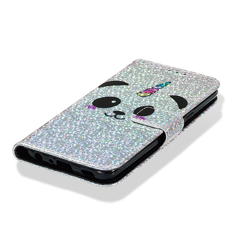 Pattern Printing Glitter Sequins Leather Wallet Phone Case for LG K40/K12+/K12 Plus - Panda-7