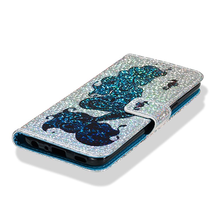 Pattern Printing Glitter Sequins Leather Wallet Phone Case for LG K40/K12+/K12 Plus - Mermaid-7