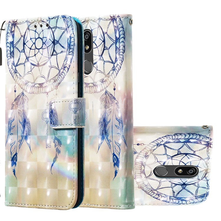 3D Painting Pattern Leather Phone Shell for LG K40/K12+/K12 Plus - Blue Dream Catcher-2