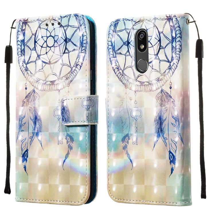 3D Painting Pattern Leather Phone Shell for LG K40/K12+/K12 Plus - Blue Dream Catcher-3
