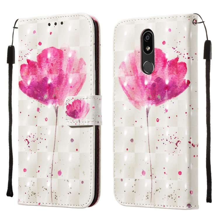 3D Painting Pattern Leather Phone Shell for LG K40/K12+/K12 Plus - Rose Flower-3