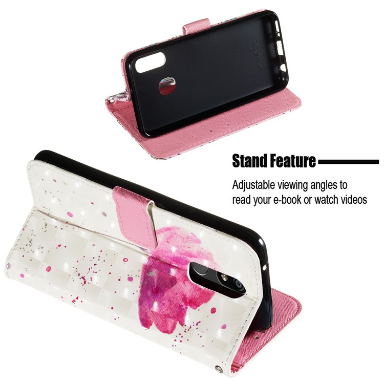 3D Painting Pattern Leather Phone Shell for LG K40/K12+/K12 Plus - Rose Flower-4