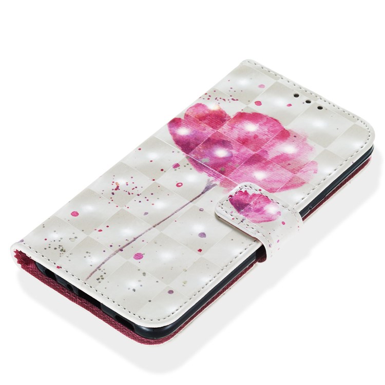 3D Painting Pattern Leather Phone Shell for LG K40/K12+/K12 Plus - Rose Flower-5