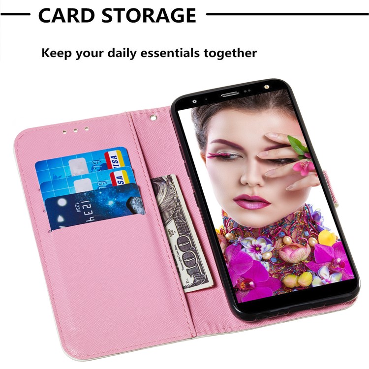 3D Painting Pattern Leather Phone Shell for LG K40/K12+/K12 Plus - Pink Cloud-5