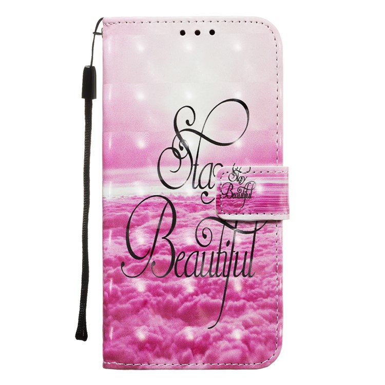 3D Painting Pattern Leather Phone Shell for LG K40/K12+/K12 Plus - Pink Cloud-7