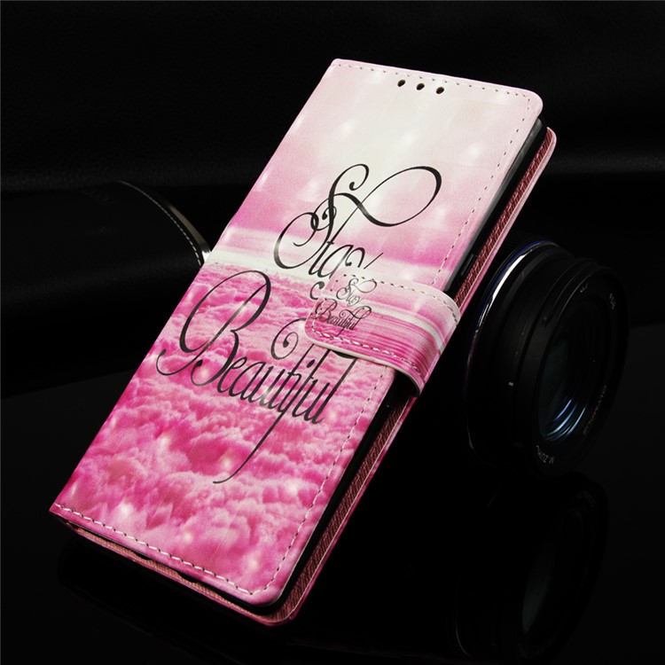 3D Painting Pattern Leather Phone Shell for LG K40/K12+/K12 Plus - Pink Cloud-8