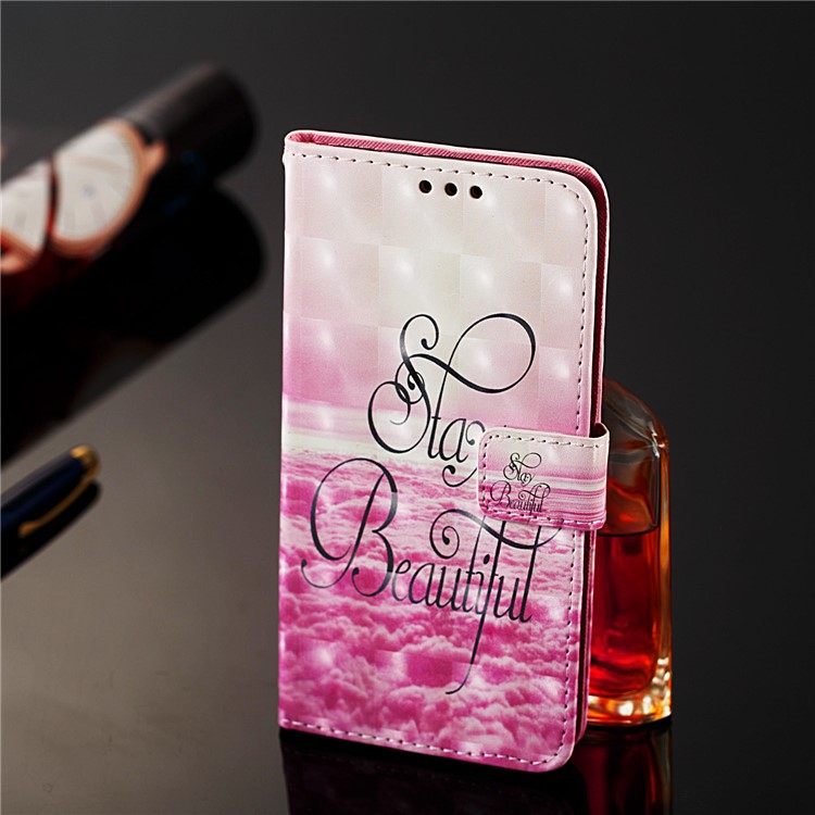 3D Painting Pattern Leather Phone Shell for LG K40/K12+/K12 Plus - Pink Cloud-9