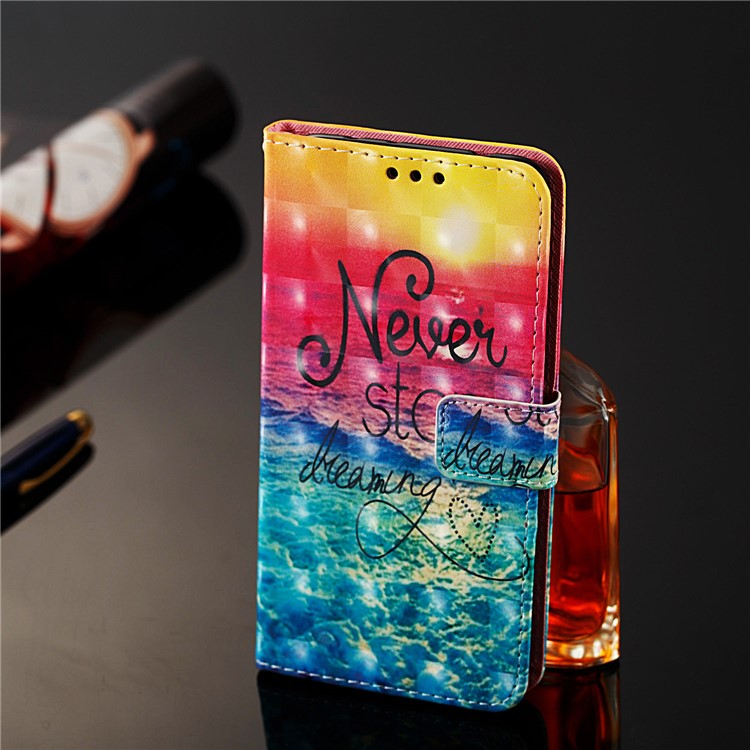 3D Painting Pattern Leather Phone Shell for LG K40/K12+/K12 Plus - Rainbow Ocean-10