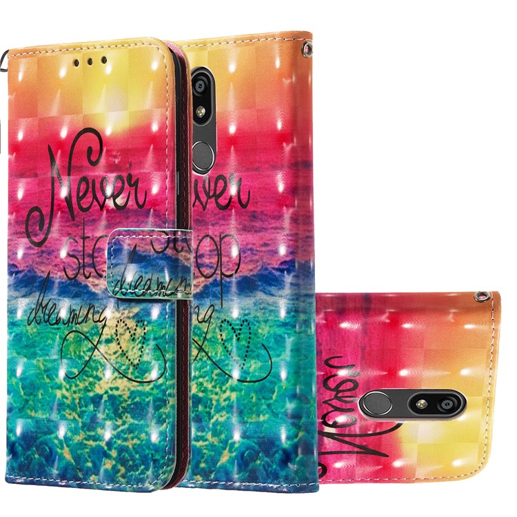 3D Painting Pattern Leather Phone Shell for LG K40/K12+/K12 Plus - Rainbow Ocean-2