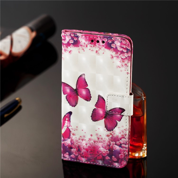 3D Painting Pattern Leather Phone Shell for LG K40/K12+/K12 Plus - Red Butterflies-10