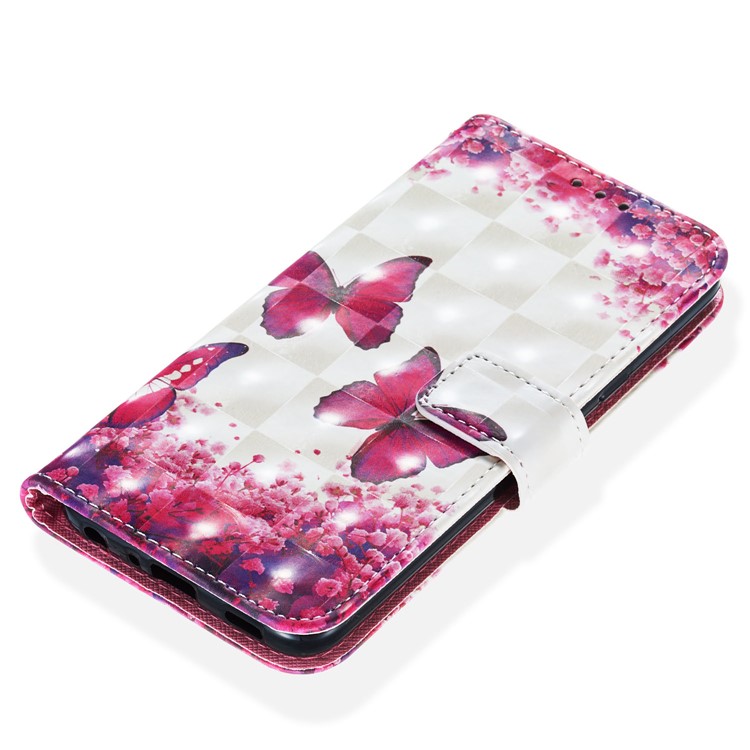 3D Painting Pattern Leather Phone Shell for LG K40/K12+/K12 Plus - Red Butterflies-5