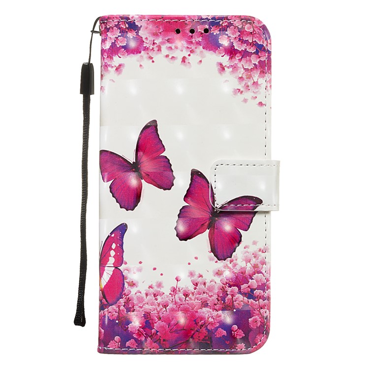 3D Painting Pattern Leather Phone Shell for LG K40/K12+/K12 Plus - Red Butterflies-8