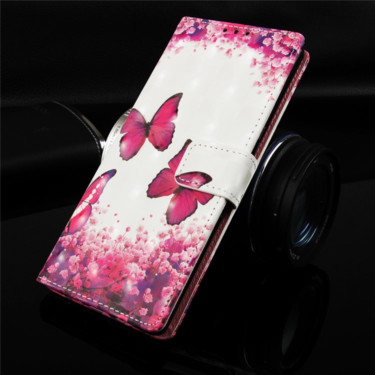 3D Painting Pattern Leather Phone Shell for LG K40/K12+/K12 Plus - Red Butterflies-9