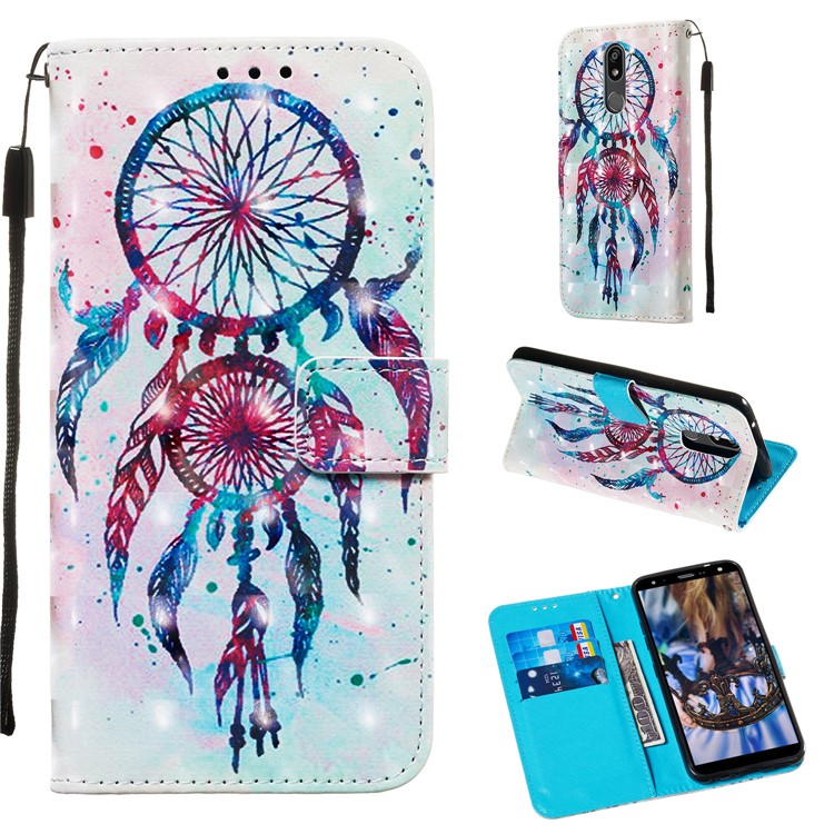 3D Painting Pattern Leather Phone Shell for LG K40/K12+/K12 Plus - Painting Dream Catcher-1