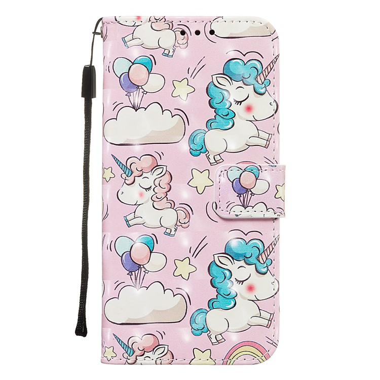 3D Painting Pattern Leather Phone Shell for LG K40/K12+/K12 Plus - Pink Unicorns-7