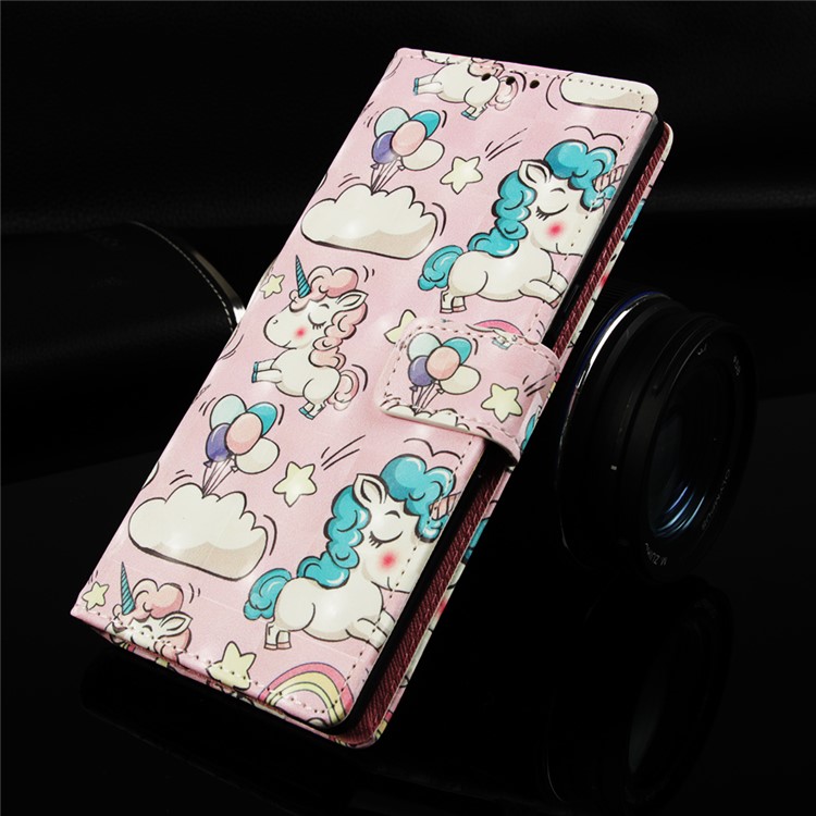 3D Painting Pattern Leather Phone Shell for LG K40/K12+/K12 Plus - Pink Unicorns-8