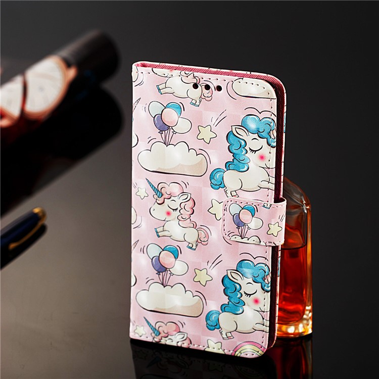 3D Painting Pattern Leather Phone Shell for LG K40/K12+/K12 Plus - Pink Unicorns-9