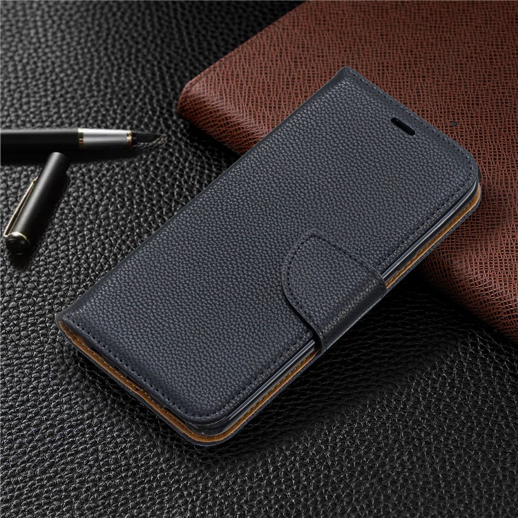 Litchi Texture PU Leather Phone Cover for LG K40 / K12 Plus - Black-7