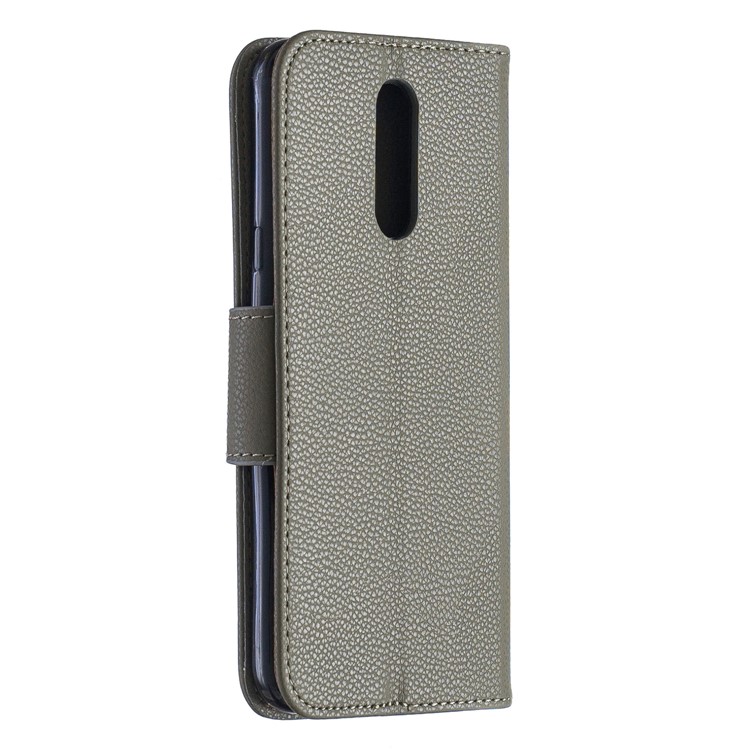 Funda De Piel Litchi Textura PU Para LG K40 / K12 Más - Gris-3