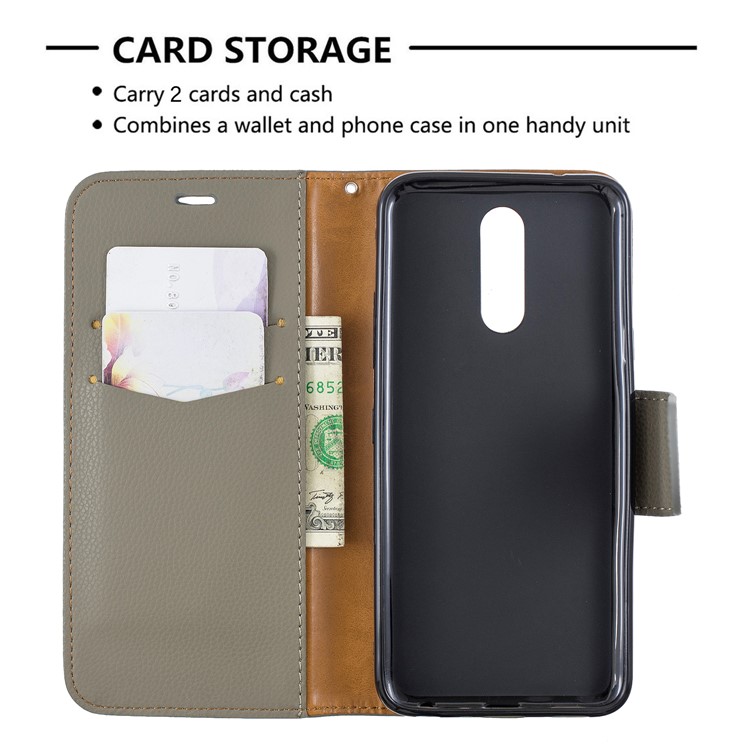Funda De Piel Litchi Textura PU Para LG K40 / K12 Más - Gris-6