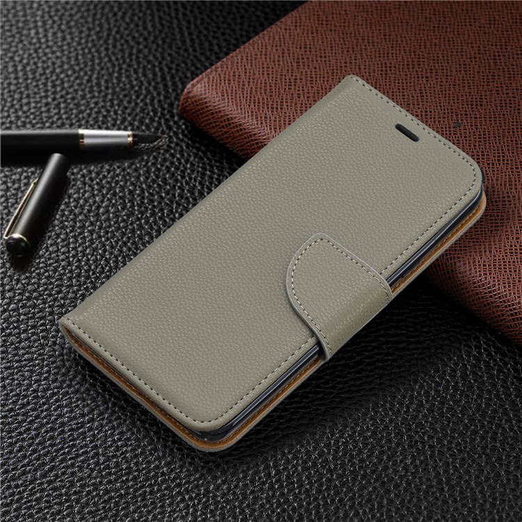 Funda De Piel Litchi Textura PU Para LG K40 / K12 Más - Gris-7