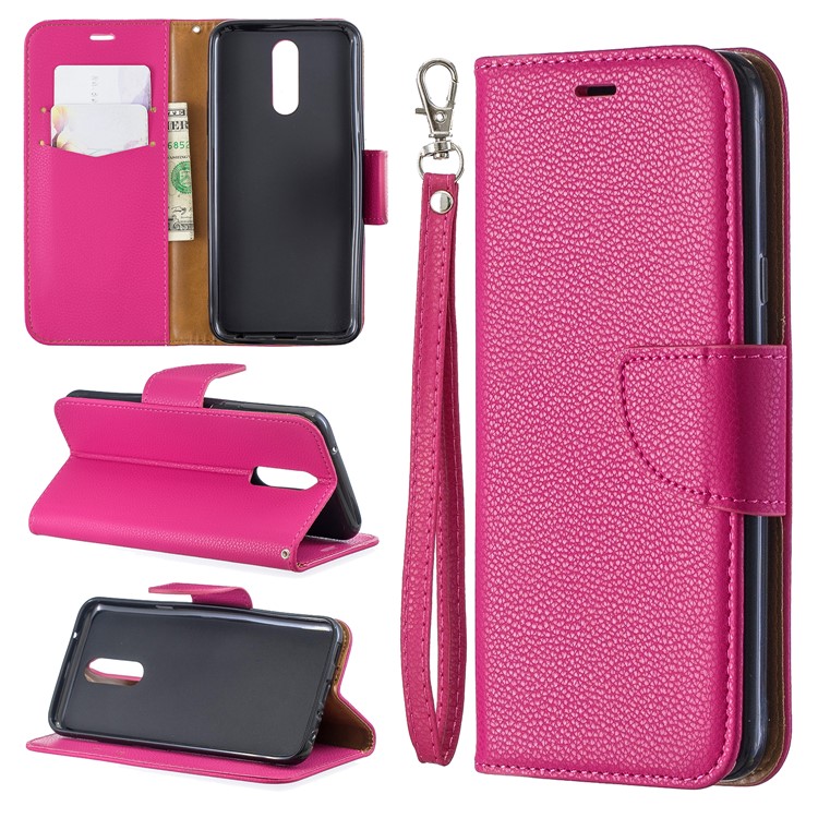 Litchi Texture PU Leather Phone Cover for LG K40 / K12 Plus - Rose-1