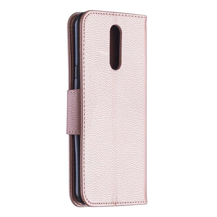 Litchi Texture PU Leather Phone Cover for LG K40 / K12 Plus - Rose Gold-3