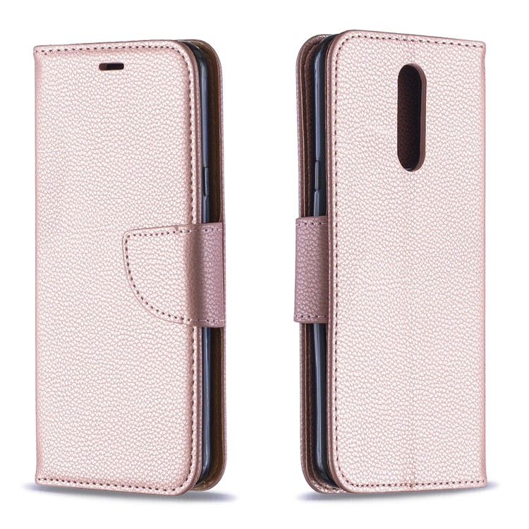 Litchi Texture PU Leather Phone Cover for LG K40 / K12 Plus - Rose Gold-4