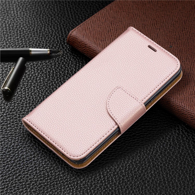 Litchi Texture PU Leather Phone Cover for LG K40 / K12 Plus - Rose Gold-7