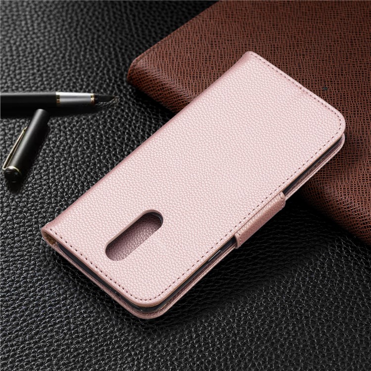 Litchi Texture PU Leather Phone Cover for LG K40 / K12 Plus - Rose Gold-8