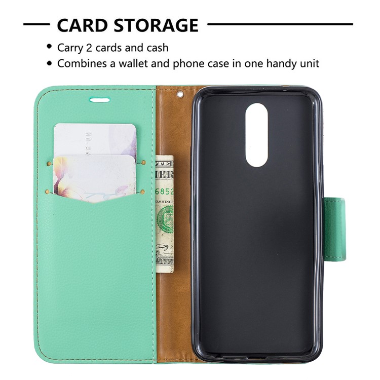 Litchi Texture PU Leather Phone Cover for LG K40 / K12 Plus - Green-6