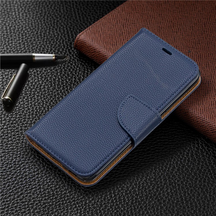 Litchi Texture PU Leather Phone Cover for LG K40 / K12 Plus - Blue-7