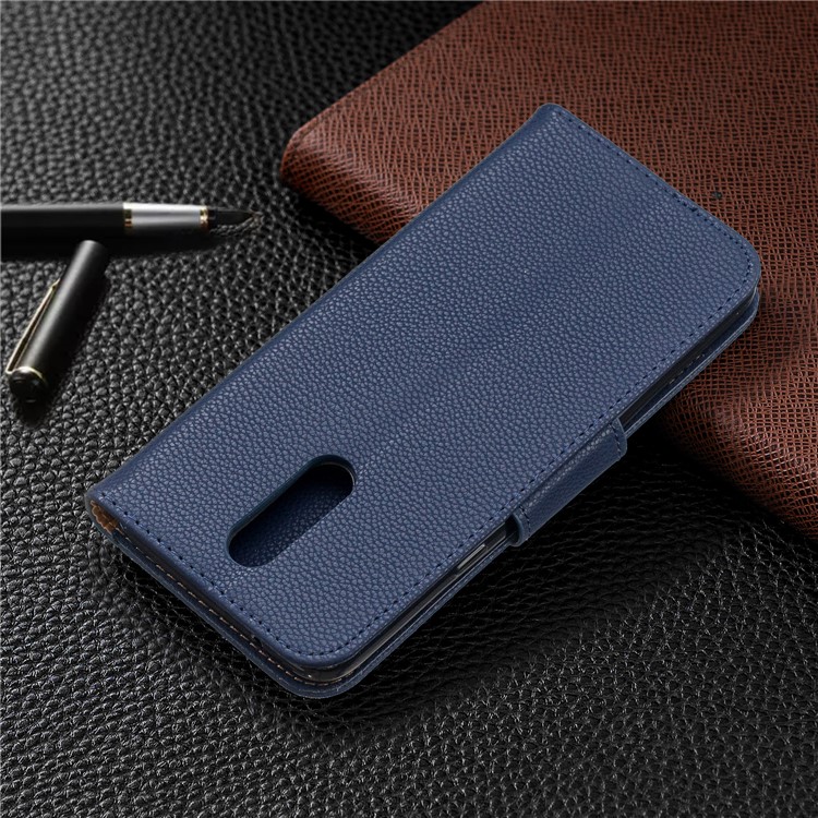 Litchi Texture PU Leather Phone Cover for LG K40 / K12 Plus - Blue-8