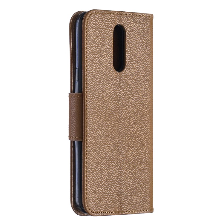 Litchi Texture PU Leather Phone Cover for LG K40 / K12 Plus - Brown-3
