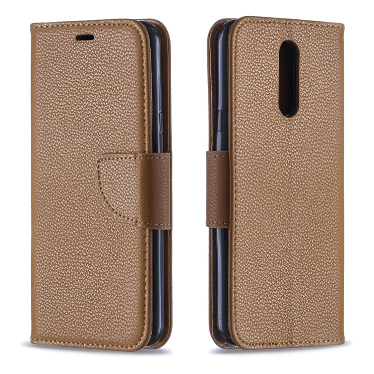 Litchi Texture PU Leather Phone Cover for LG K40 / K12 Plus - Brown-4