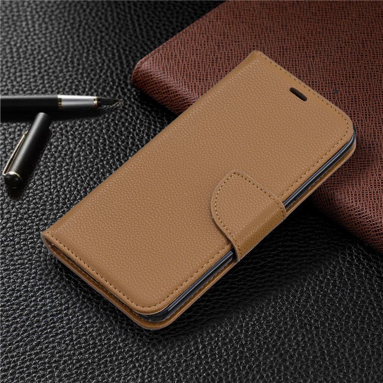 Litchi Texture PU Leather Phone Cover for LG K40 / K12 Plus - Brown-7