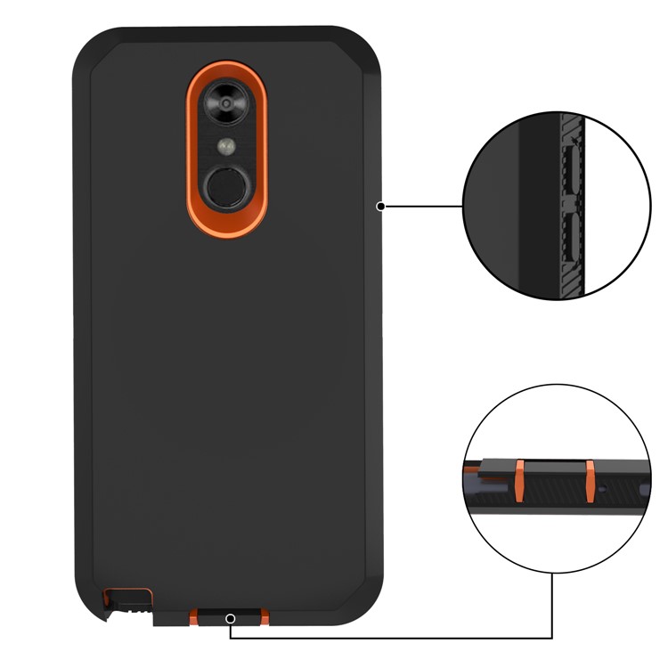 Shockproof Drop-proof Dust-proof PC + TPU Hybrid Case for LG Stylo 4 - Black / Orange-4