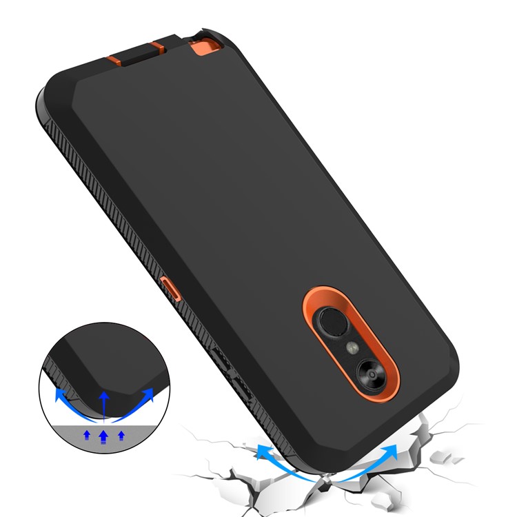 Shockproof Drop-proof Dust-proof PC + TPU Hybrid Case for LG Stylo 4 - Black / Orange-5