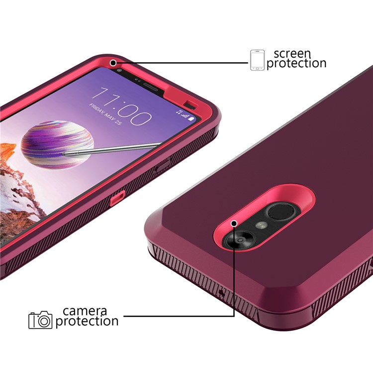 Shockproof Drop-proof Dust-proof PC + TPU Hybrid Case for LG Stylo 4 - Purple /Red-2