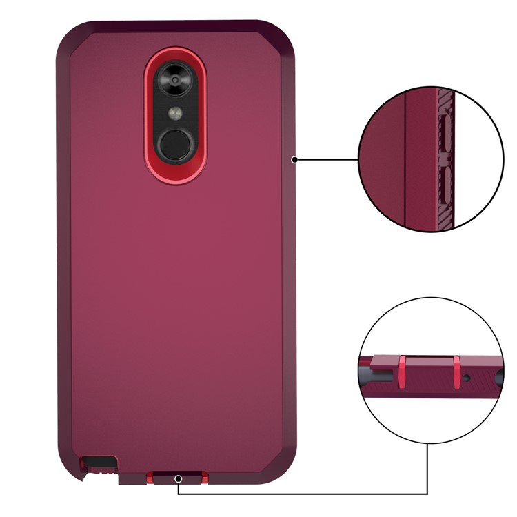 Shockproof Drop-proof Dust-proof PC + TPU Hybrid Case for LG Stylo 4 - Purple /Red-4