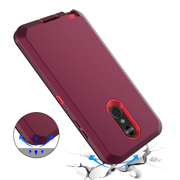 Shockproof Drop-proof Dust-proof PC + TPU Hybrid Case for LG Stylo 4 - Purple /Red-5