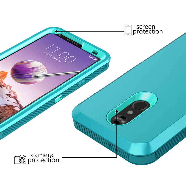 Shockproof Drop-proof Dust-proof PC + TPU Hybrid Case for LG Stylo 4 - Cyan-2
