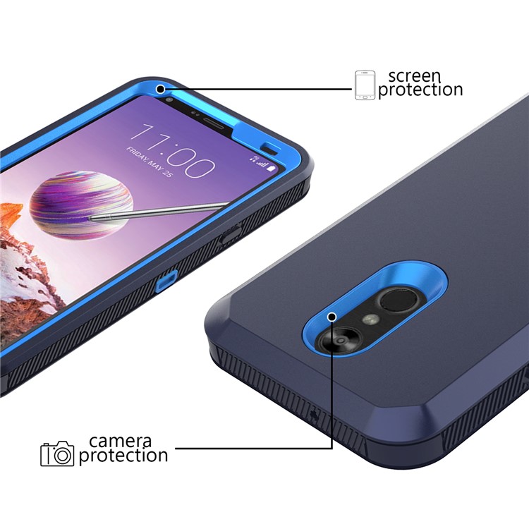 Shockproof Drop-proof Dust-proof PC + TPU Hybrid Case for LG Stylo 4 - Dark Blue / Baby Blue-2