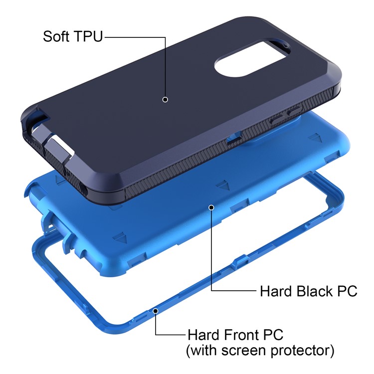 Shockproof Drop-proof Dust-proof PC + TPU Hybrid Case for LG Stylo 4 - Dark Blue / Baby Blue-3
