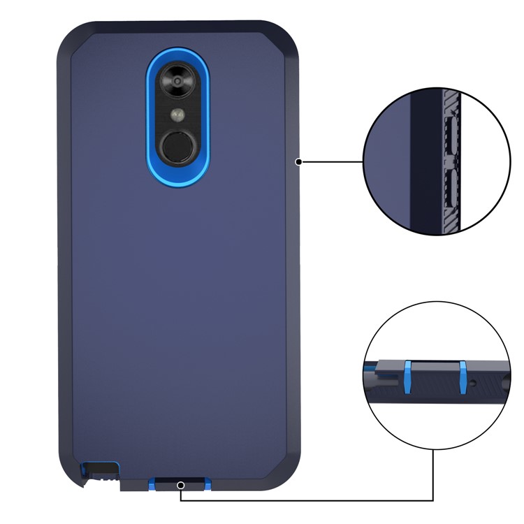 Shockproof Drop-proof Dust-proof PC + TPU Hybrid Case for LG Stylo 4 - Dark Blue / Baby Blue-4