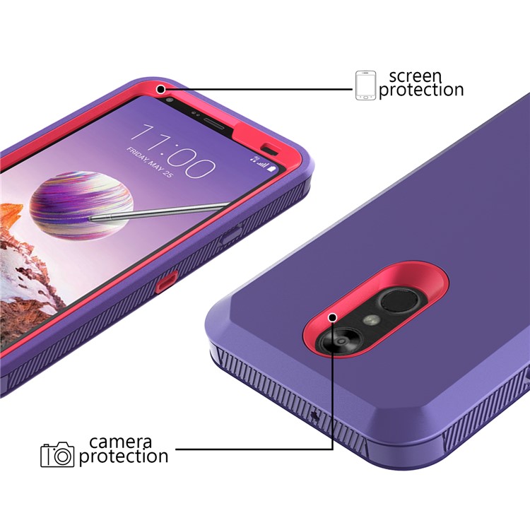 Shockproof Drop-proof Dust-proof PC + TPU Hybrid Case for LG Stylo 4 - Purple / Rose-2